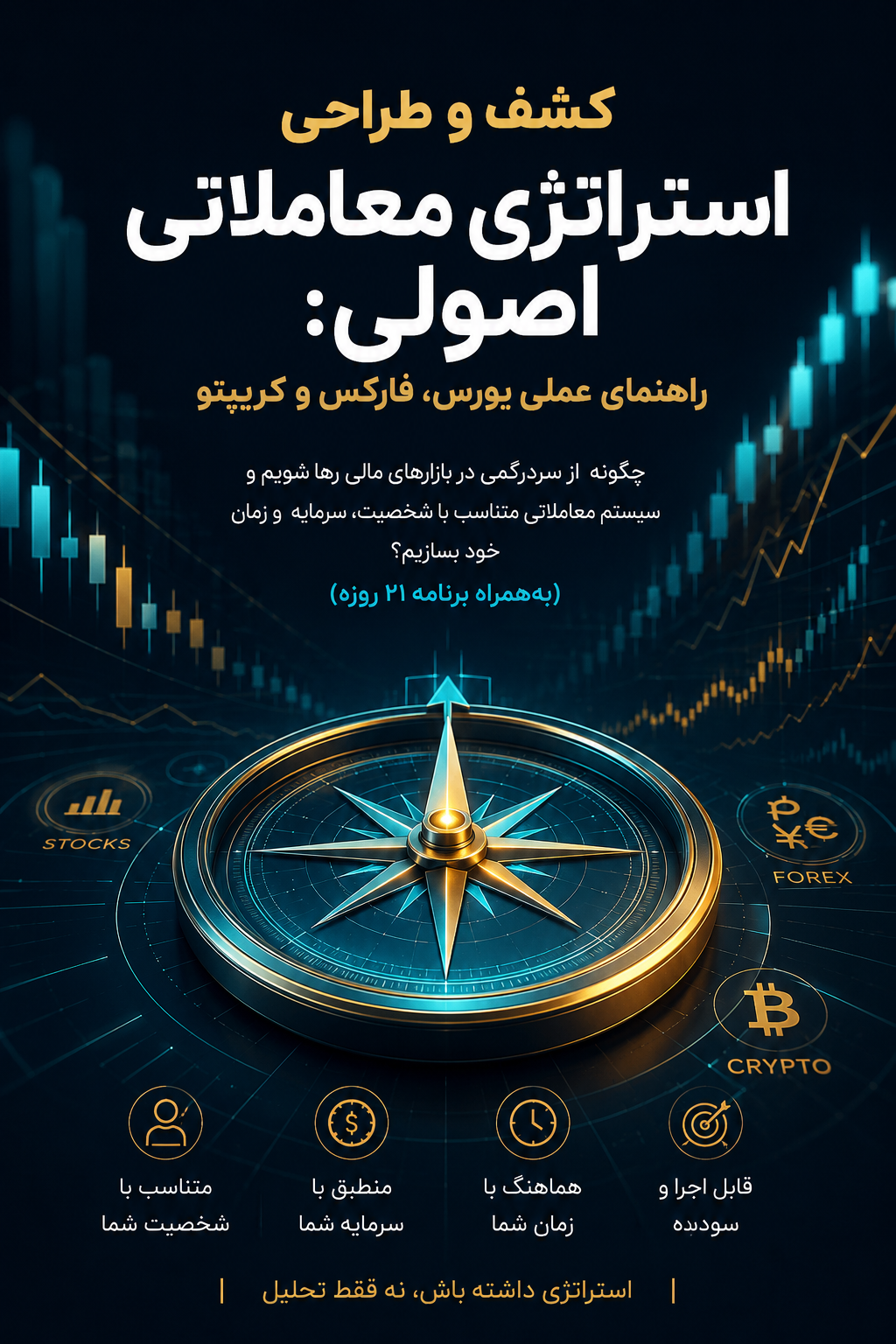 کشف و طراحی استراتژی معاملاتی اصولی در بورس، فارکس و کریپتو (برنامه 21 روزه و الگوهای ثبت معامله)