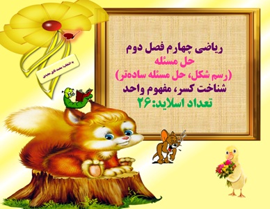 ریاضی چهارم فصل دوم حل مسئله  (رسم شکل، حل مسئله ساده تر) شناخت کسر، مفهوم واحد
